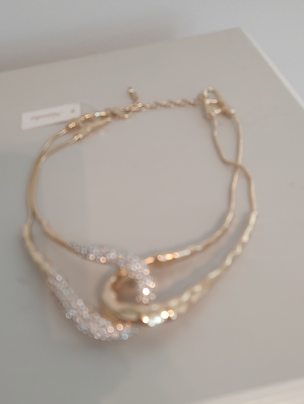 Natasha Couture Gold & Silver Wave Layered Necklace